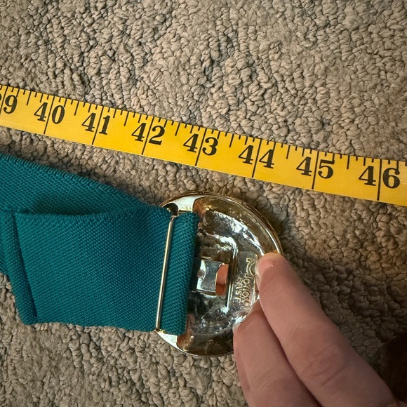 Vintage green Elastic Stretch Belt with metal gold  buckle - Picture 7 of 7